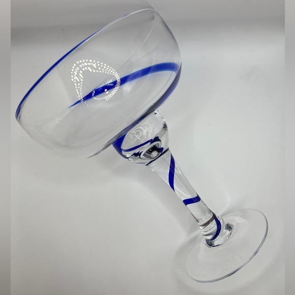 Vintage Pier 1 Blue Swirl Margarita Glasses Set of 2 - Picture 6 of 10